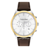 CALVIN KLEIN 25200381 Brown Silver Multifunction Leather Strap